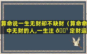 算命说一生无财却不缺财（算命命中无财的人,一生注 🌹 定财运不佳吗）